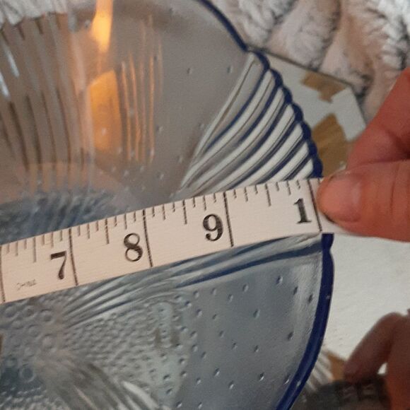 Forte Crisa Mexico Azore Blue Art Deco Glass Large Serving Bowl Vintage - Picture 5 of 6